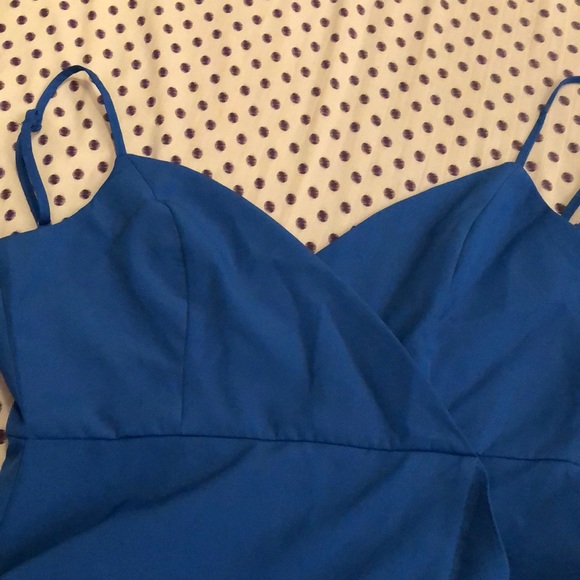 FINAL PRICE Aqua Faux-Wrap Flounce Dress - Picture 4 of 8